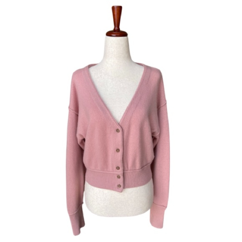 Free People Pink Cashmere Cropped Oversized Cardi Size XS